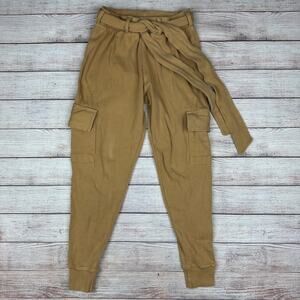 PrettyLittleThing Cargo Tan Ribbed Jogger Belt Pants